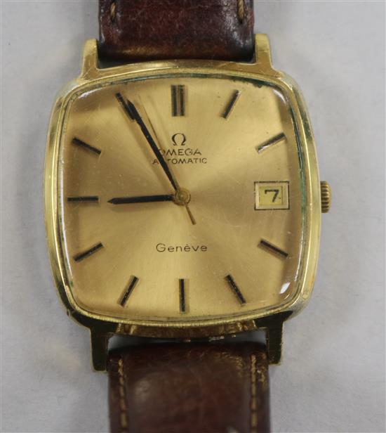 A gentlemans steel and gold plated Omega automatic wristwatch.